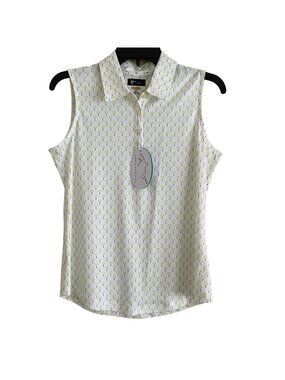 Greg Norman Play Dry Women Sleeveless Collared Golf Polo Top Shirt Size S